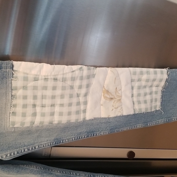 💕MOTHER💕  Patchwork Tomcat Ankle Undone Hem Jean High Rise New Hobbies 24 NWT - Picture 16 of 17